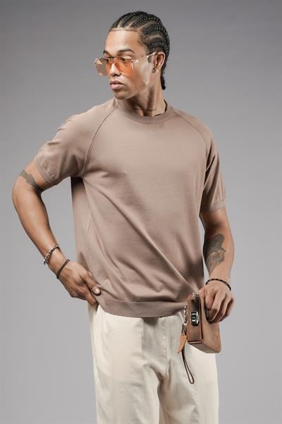 Bisiklet Yaka Reglan Kol Triko Erkek Tişört