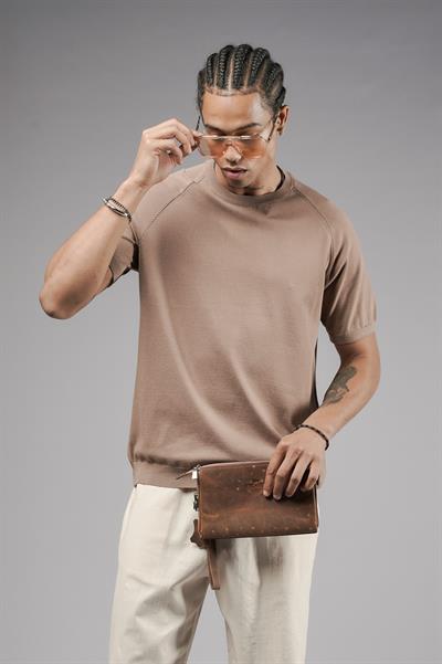 Bisiklet Yaka Reglan Kol Triko Erkek Tişört