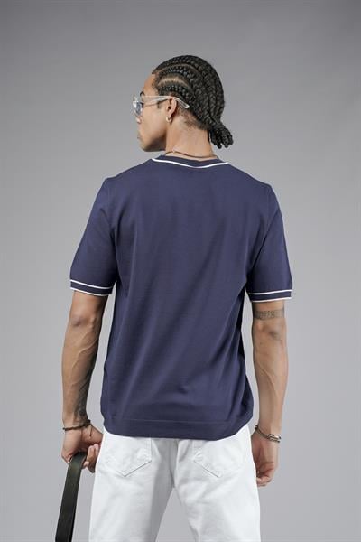 Bisiklet Yaka Ribanalı Regular Kalıp Triko Tişört