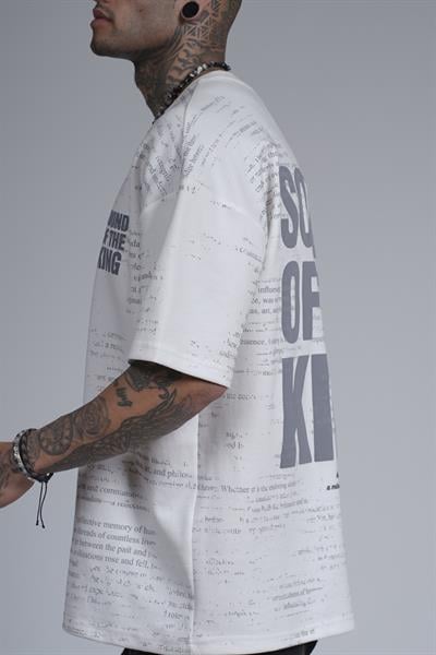 Bisiklet Yaka Silik Baskı Detaylı Unisex Oversize Kalıp Tişört