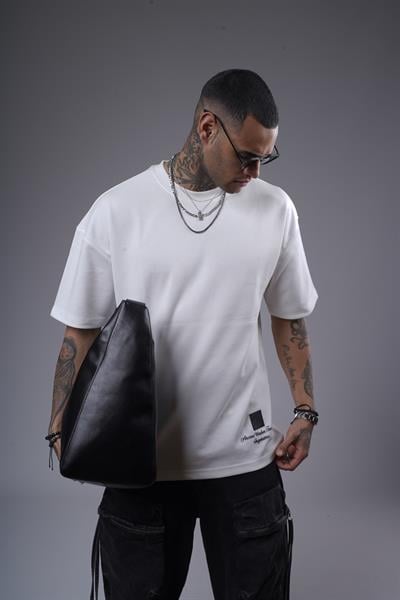 Bisiklet Yaka Sırtı Baskılı Double Face Oversize Kalıp Unisex Tişört