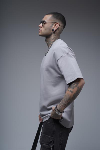 Bisiklet Yaka Sırtı Baskılı Double Face Oversize Kalıp Unisex Tişört