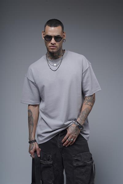 Bisiklet Yaka Sırtı Baskılı Double Face Oversize Kalıp Unisex Tişört