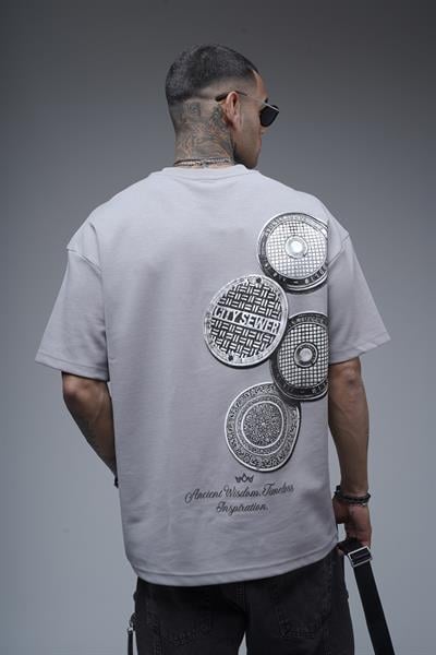 Bisiklet Yaka Sırtı Baskılı Double Face Oversize Kalıp Unisex Tişört