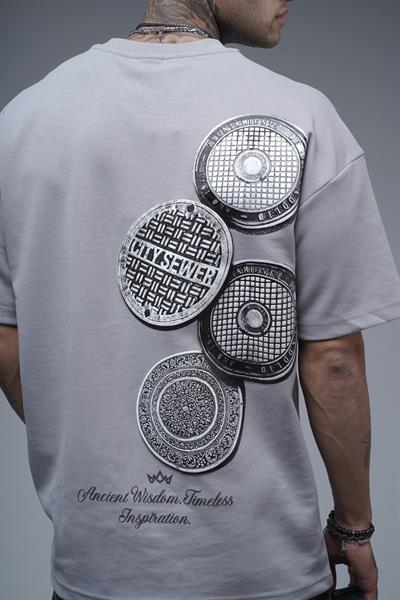 Bisiklet Yaka Sırtı Baskılı Double Face Oversize Kalıp Unisex Tişört