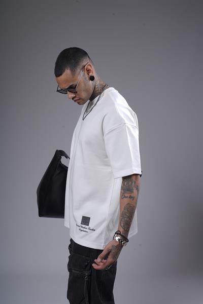 Bisiklet Yaka Sırtı Baskılı Double Face Oversize Kalıp Unisex Tişört