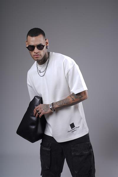 Bisiklet Yaka Sırtı Baskılı Double Face Oversize Kalıp Unisex Tişört