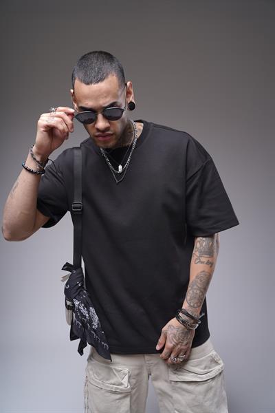 Bisiklet Yaka Sırtı Baskılı Double Face Oversize Kalıp Unisex Tişört