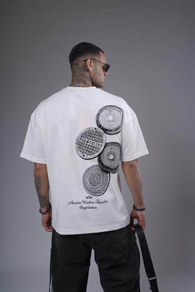 Bisiklet Yaka Sırtı Baskılı Double Face Oversize Kalıp Unisex Tişört