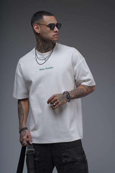 Bisiklet Yaka Sırtı Damla Baskılı Oversize Kalıp Unisex Tişört