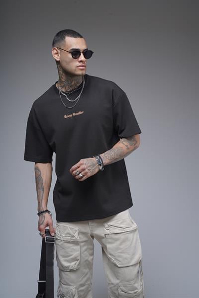 Bisiklet Yaka Sırtı Damla Baskılı Oversize Kalıp Unisex Tişört