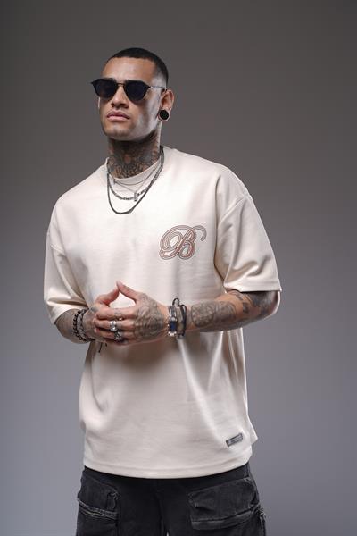 Bisiklet Yaka Sırtı Etnik Desen Baskılı Oversize Kalıp Unisex Tişört