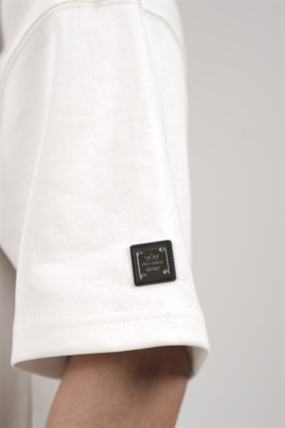Bisiklet Yaka Taşlı Logo Detaylı Oversize Kalıp Erkek Tişört