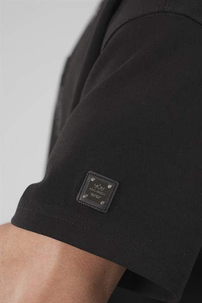 Bisiklet Yaka Taşlı Logo Detaylı Oversize Kalıp Erkek Tişört