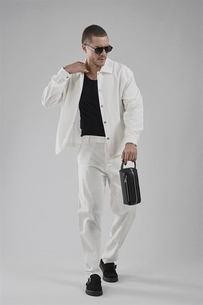 Çıtçıt Kapamalı Oversize Kalıp Keten Alt Üst Takım