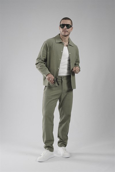 Çıtçıt Kapamalı Oversize Kalıp Keten Alt Üst Takım