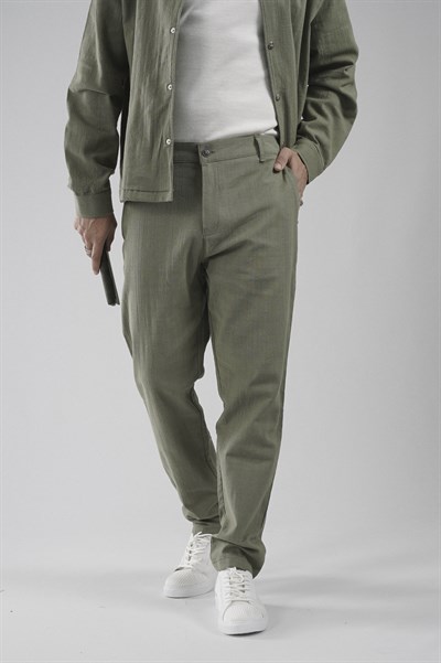 Çıtçıt Kapamalı Oversize Kalıp Keten Alt Üst Takım