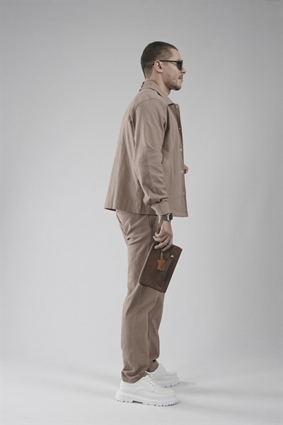 Çıtçıt Kapamalı Oversize Kalıp Keten Alt Üst Takım