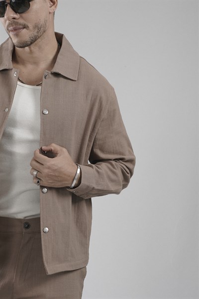 Çıtçıt Kapamalı Oversize Kalıp Keten Alt Üst Takım