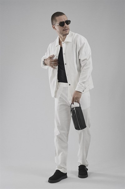 Çıtçıt Kapamalı Oversize Kalıp Keten Alt Üst Takım