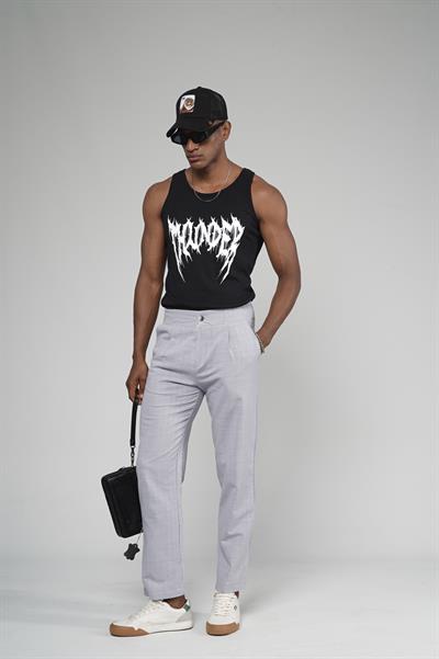 Çizgili Baggy Kalıp Cepli Keten Pantolon