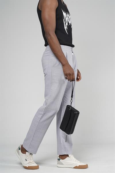 Çizgili Baggy Kalıp Cepli Keten Pantolon