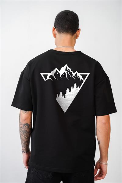 Dağ Baskılı Unisex Oversize Kalıp Tişört
