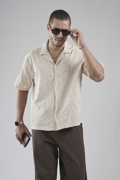Desenli Nakış Detaylı Regular Kalıp Erkek Gömlek