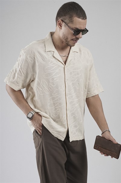 Desenli Nakış Detaylı Regular Kalıp Erkek Gömlek