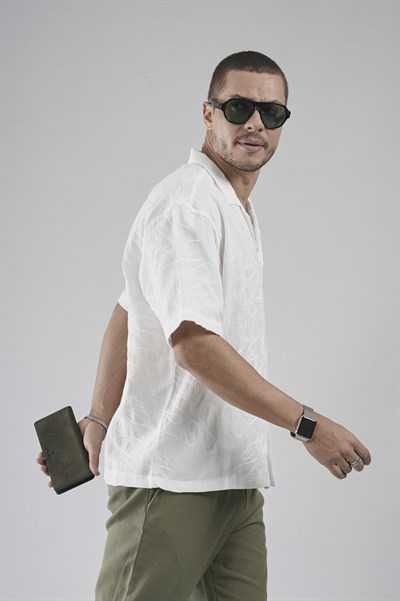 Desenli Nakış Detaylı Regular Kalıp Erkek Gömlek