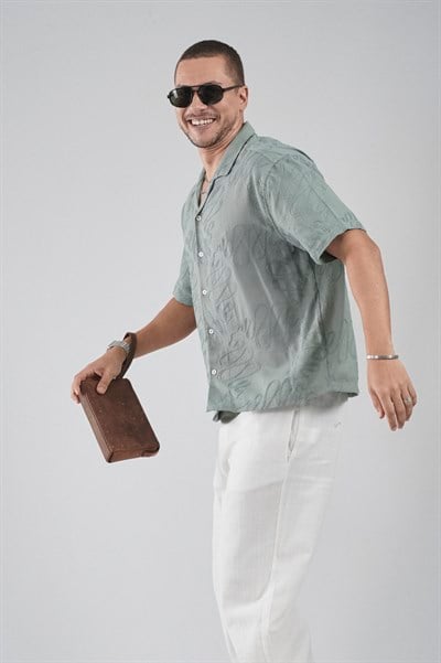 Desenli Nakış Detaylı Regular Kalıp Erkek Gömlek