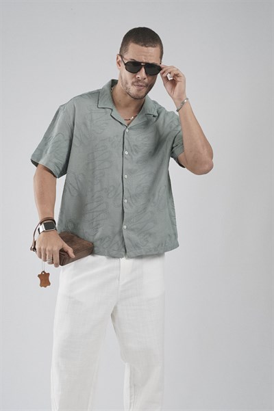 Desenli Nakış Detaylı Regular Kalıp Erkek Gömlek