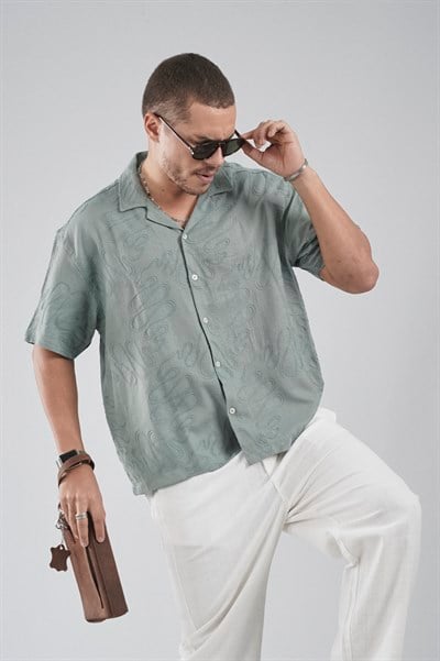 Desenli Nakış Detaylı Regular Kalıp Erkek Gömlek
