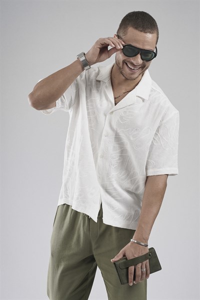 Desenli Nakış Detaylı Regular Kalıp Erkek Gömlek