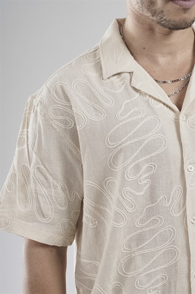 Desenli Nakış Detaylı Regular Kalıp Erkek Gömlek