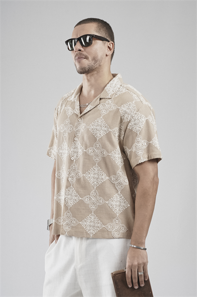 Desenli Oversize Kalıp Kafes Kumaş Erkek Gömlek
