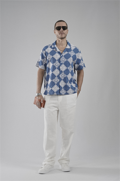 Desenli Oversize Kalıp Kafes Kumaş Erkek Gömlek