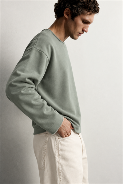Erkek Basic Pis Yaka Oversize Sweatshirt