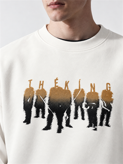 Erkek Göğüs Figür ve Tipografi Baskılı Bisiklet Yaka Oversize Sweatshirt