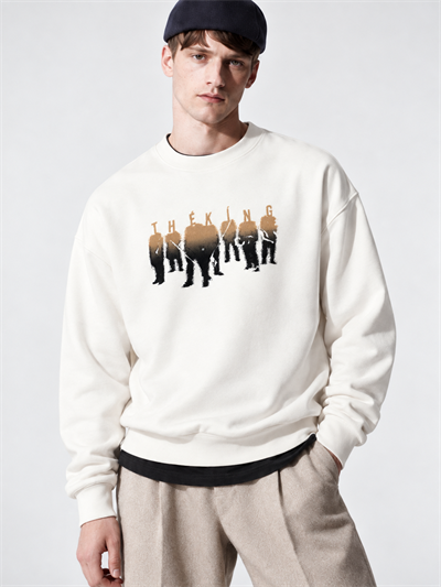 Erkek Göğüs Figür ve Tipografi Baskılı Bisiklet Yaka Oversize Sweatshirt