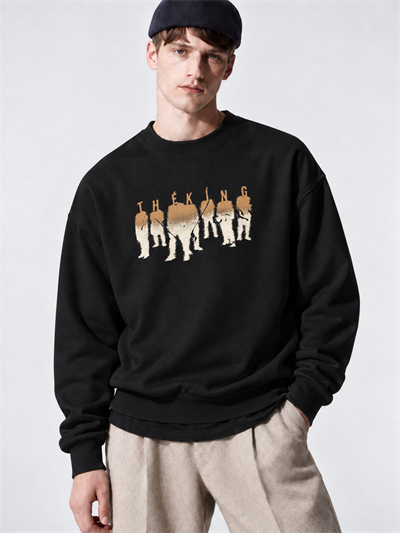 Erkek Göğüs Figür ve Tipografi Baskılı Bisiklet Yaka Oversize Sweatshirt