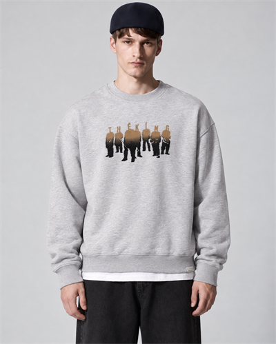 Erkek Göğüs Figür ve Tipografi Baskılı Bisiklet Yaka Oversize Sweatshirt