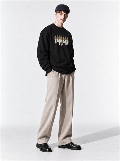 Erkek Göğüs Figür ve Tipografi Baskılı Bisiklet Yaka Oversize Sweatshirt