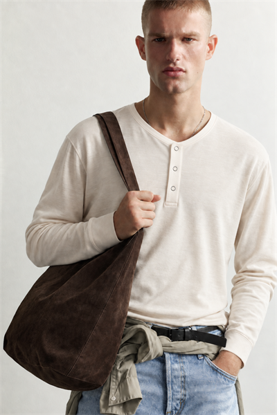 Erkek Henley Yaka Düğmeli Oversize Sweatshirt
