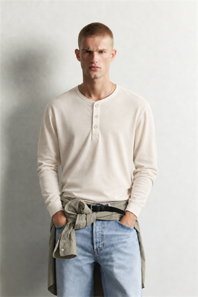 Erkek Henley Yaka Düğmeli Oversize Sweatshirt