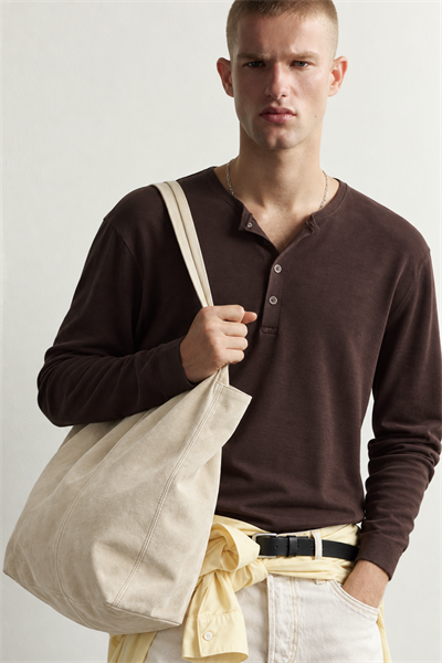Erkek Henley Yaka Düğmeli Oversize Sweatshirt