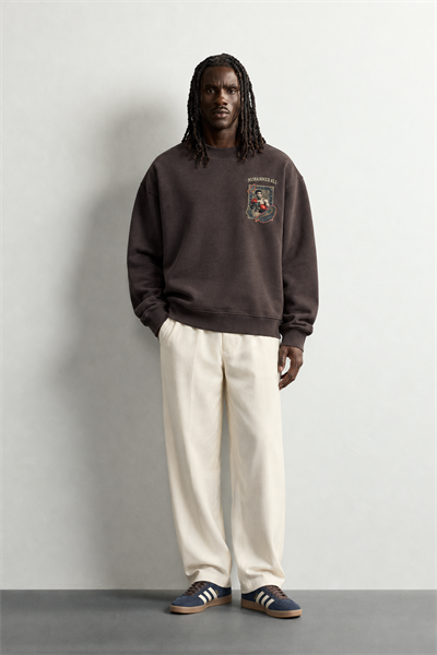 Erkek İçi Şardonlu Muhammed Ali Patch Baskılı Oversize Sweatshirt