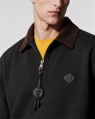 Erkek Kadife Yaka Fermuarlı Oversize Sweatshirt