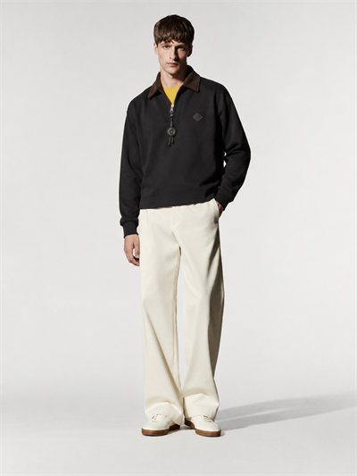 Erkek Kadife Yaka Fermuarlı Oversize Sweatshirt