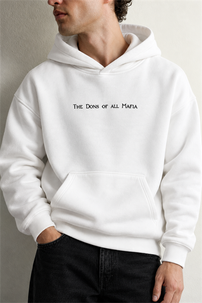 Erkek Kanguru Cepli Mafia Temalı Şardonlu Kapüşonlu Oversize Sweatshirt